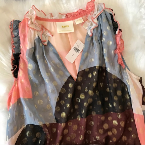 Sleeveless multicolored blush silk - Picture 4 of 8